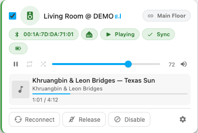 Hovered device card with extra routing details and quick actions